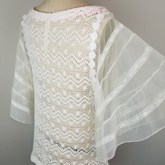 New Romantics Sweet Boho Style Lace Blouse w/Dramatic Sleeves Size Medium - Picture 5 of 8